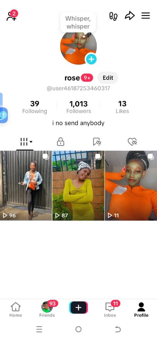 TikTok account 1k followers